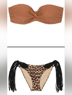 38DD/XL VS Swim Bandeau PushUp Bikini Top VS Archive Macrame Fringe Bikini Set